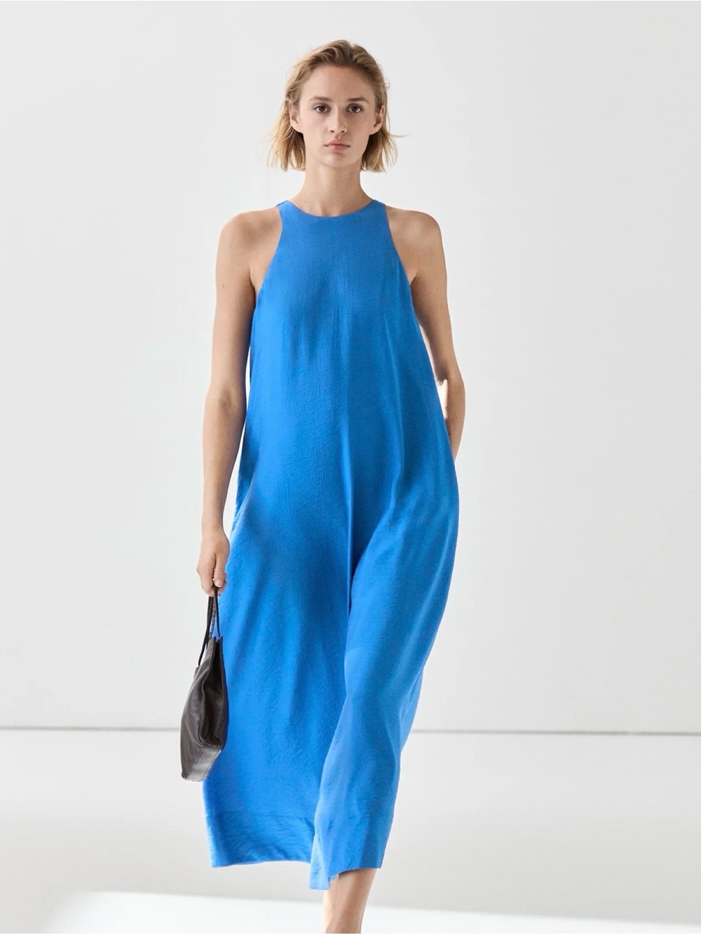 Massimo Dutti long flowy dress in cobalt blue